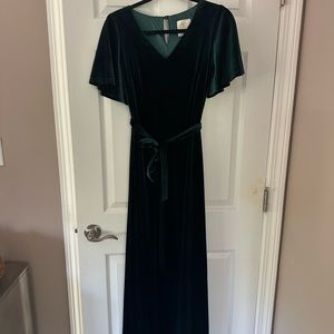 Reese Velvet Dress Color: Emerald, Size: XS, Length: Regular Maxi 46in